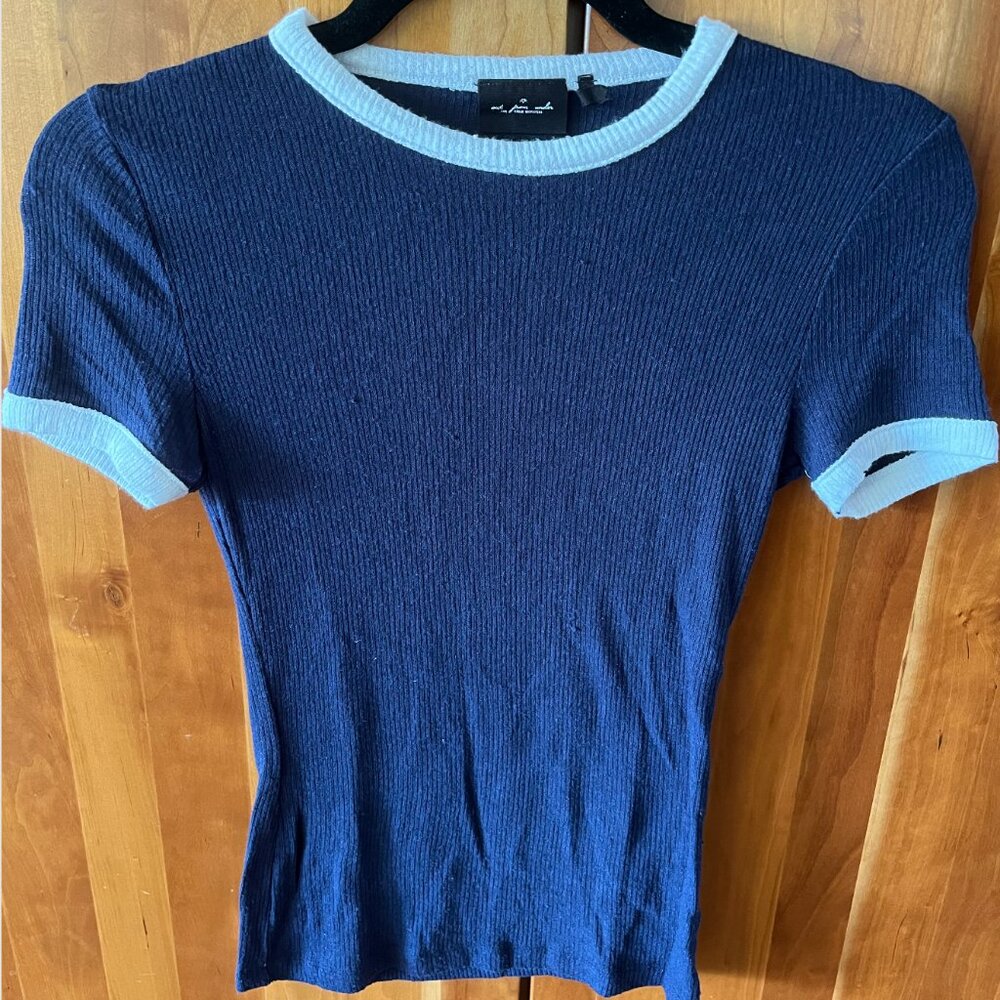 Urban Outfitters Out from Under Ribbed Billy Ringer Tee - small